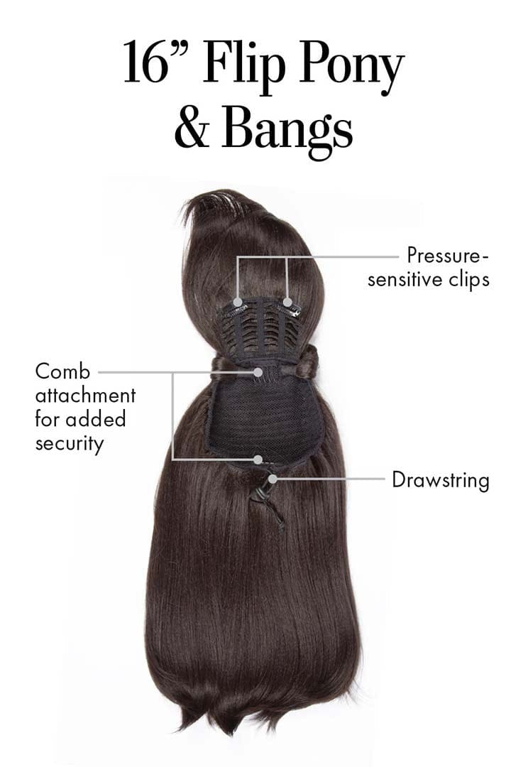 16" Flip Pony & Bangs by Kim Kimble | Heat Friendly Synthetic Hair - Image 10