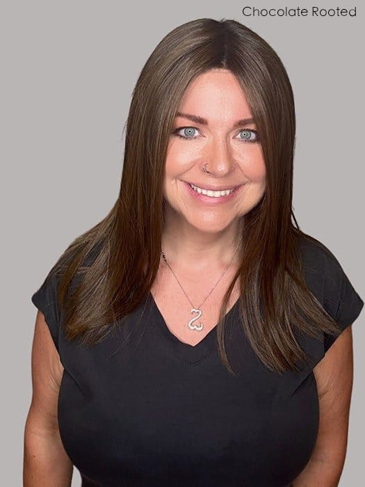 Open Box | Sleek by Ellen Wille | HF Synthetic Lace Front Wig | Mono Part | Chocolate Rooted - Image 7
